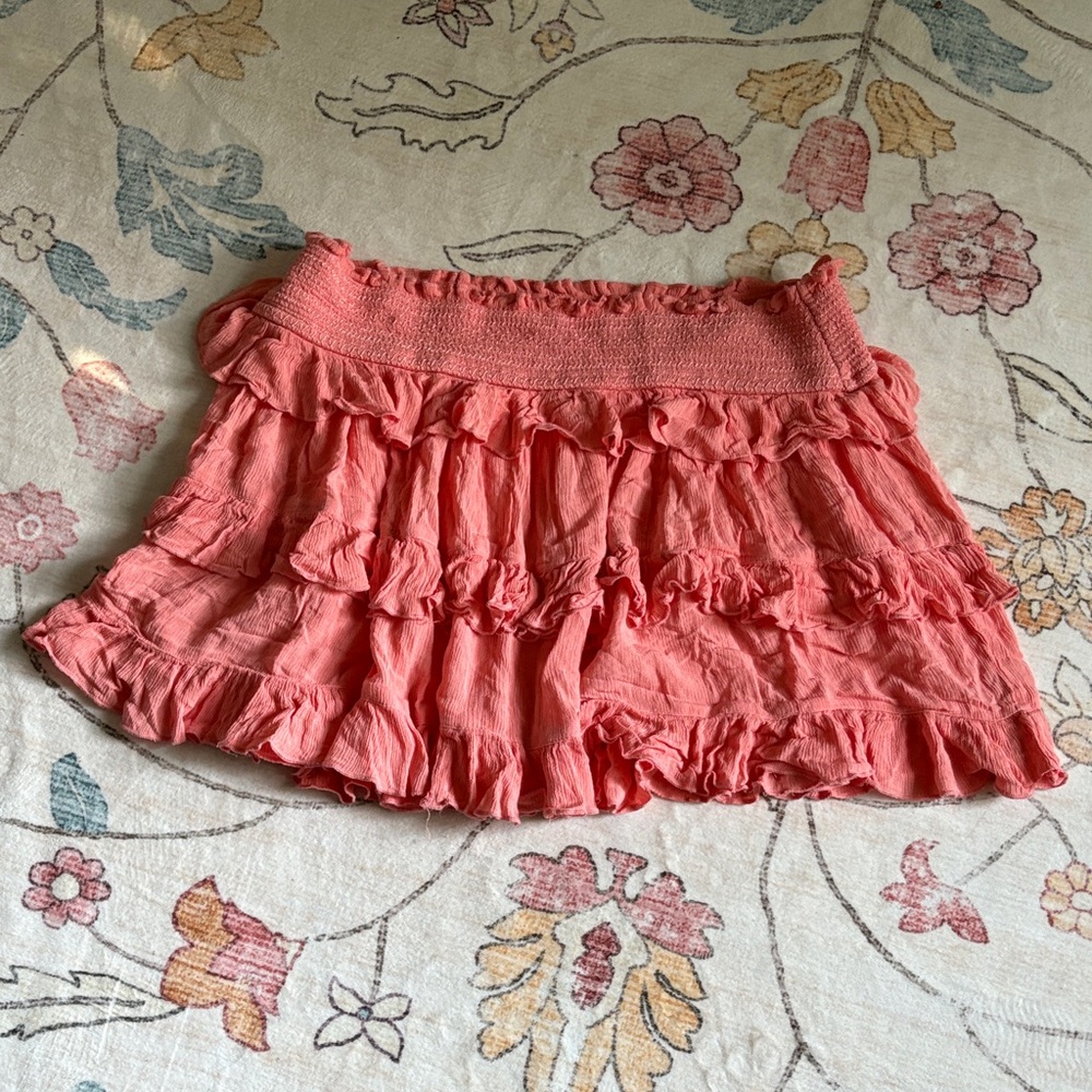 Free People Coral Ruffled Mini Skirt